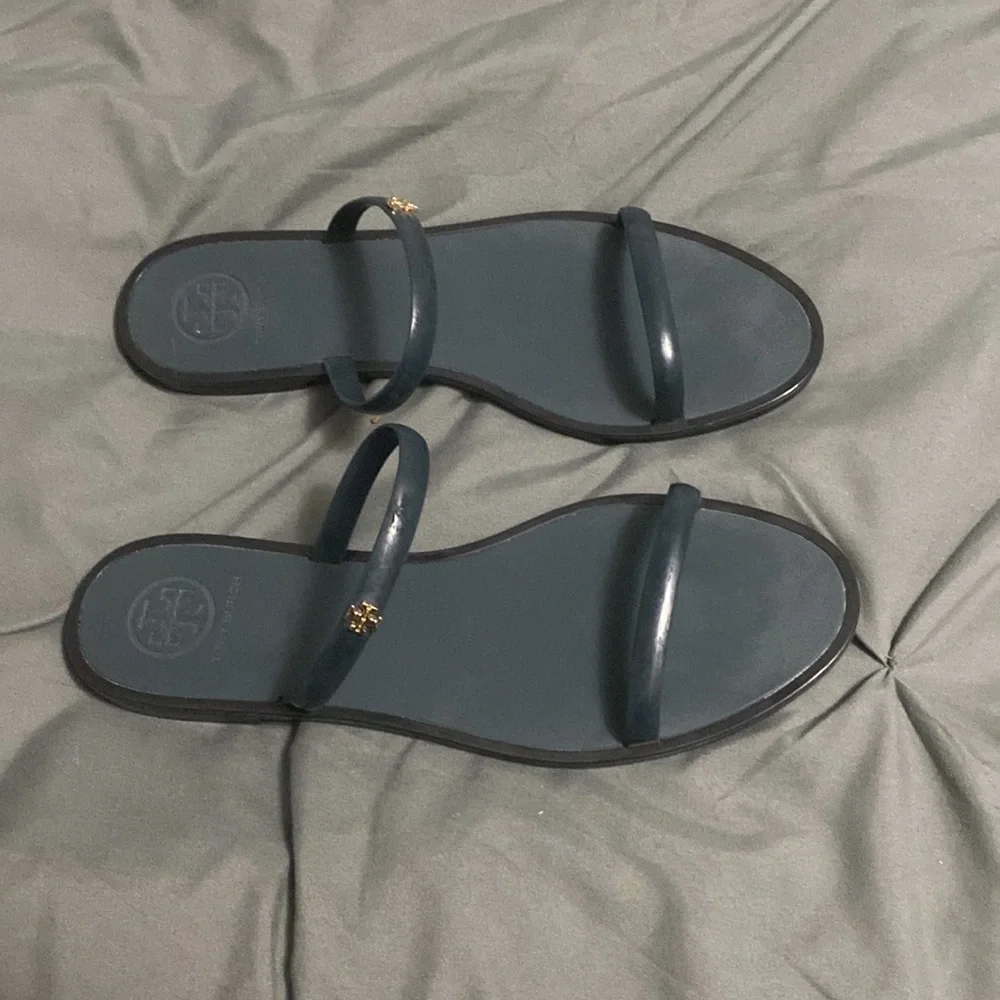 Tory Burch Navy Jelly Slip On Sandals Shoes Size 8